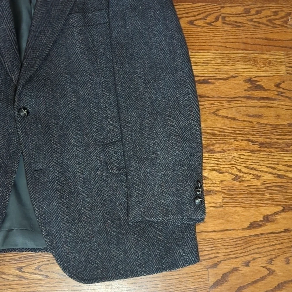 Vtg Pendleton Sports Coat quality heavy wool menswear print gray tweed Sz 46